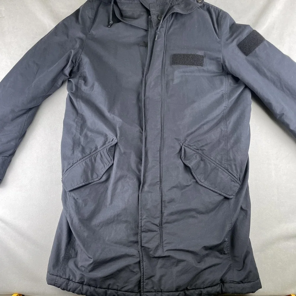 AllSaints Jacket Men S Navy Princeton Parka Hooded Sherpa Lined Coat Warm Comfy‎